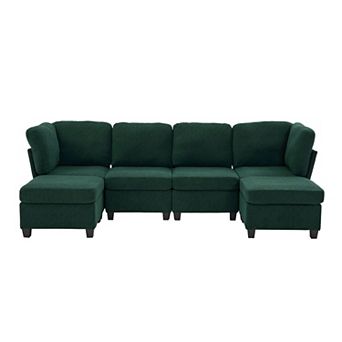 Trikiousd Modular Sectional Sofa 6-Seat Convertible U -Shaped Couch with Chaise Storage Ottoman