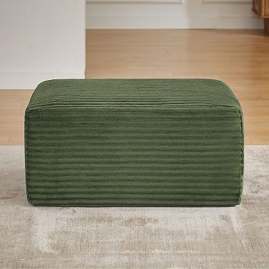 Trikiousd Rectangle Ottoman Foot Rest for Couch, Corduroy Upholstered Stool Modular Sofa Ottoman