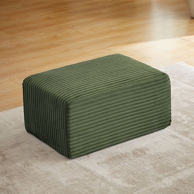 Trikiousd Rectangle Ottoman Foot Rest for Couch, Corduroy Upholstered Stool Modular Sofa Ottoman