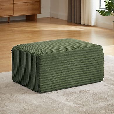 Trikiousd Rectangle Ottoman Foot Rest for Couch, Corduroy Upholstered Stool Modular Sofa Ottoman