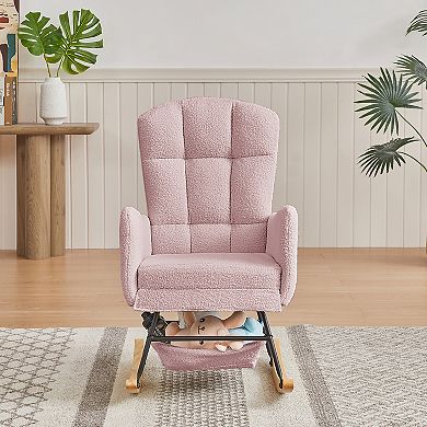 Trikiousd Teddy Rocking Chair High Backrest Armchair Glider Chair