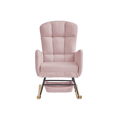 Trikiousd Teddy Rocking Chair High Backrest Armchair Glider Chair
