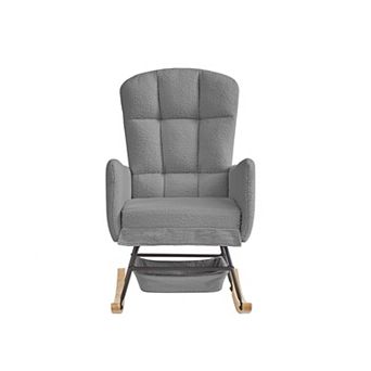 Trikiousd Teddy Rocking Chair High Backrest Armchair Glider Chair