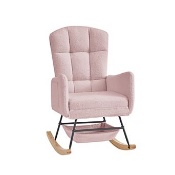 Trikiousd Teddy Rocking Chair High Backrest Armchair Glider Chair