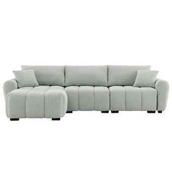 Trikiousd 110" Modular Sectional Sofa L Shape Boucle Couch with Movable Ottoman