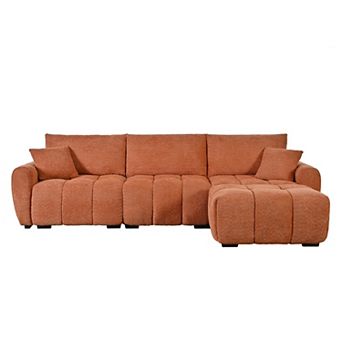 Trikiousd 110" Modular Sectional Sofa L Shape Boucle Couch with Movable Ottoman