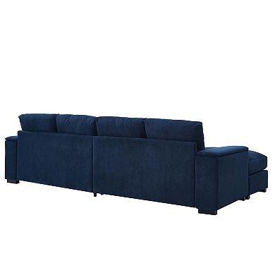Trikiousd 122" U-Shaped Sectional Sofa with Ottomans, Deep Seat Corduroy Couch with Storage