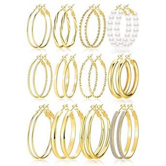 Multi Pair Hoop Earrings Set