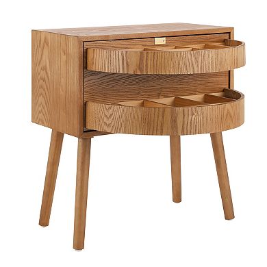 Trikiousd Rotating Hidden Compartment Nightstand Mid Century Modern Rattan Bed Side Table