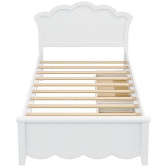 Trikiousd Solid Wood Platform Bed Low Profile Bed Frame with 2 Storage Drawers