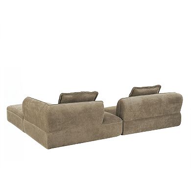 Trikiousd 122" L-Shaped Sectional Sofa with Chaise Lounge, Deep Seating