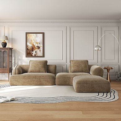 Trikiousd 122" L-Shaped Sectional Sofa with Chaise Lounge, Deep Seating