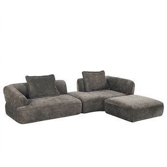 Trikiousd 122" L-Shaped Sectional Sofa with Chaise Lounge, Deep Seating