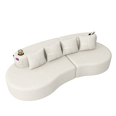 Trikiousd Curved Sectional Sofa 3 Seat Modular Half Moon Chenille Couch