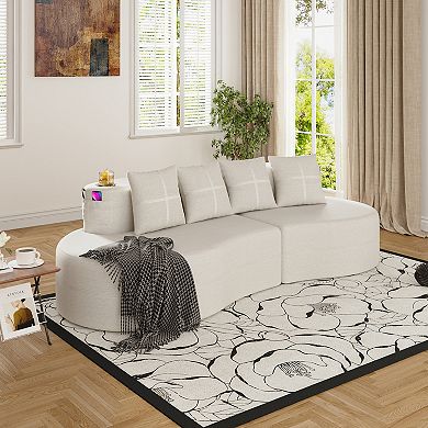 Trikiousd Curved Sectional Sofa 3 Seat Modular Half Moon Chenille Couch