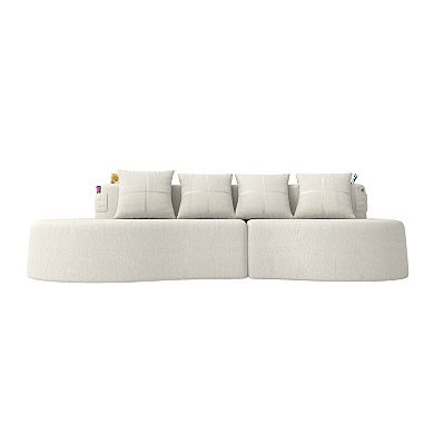Trikiousd Curved Sectional Sofa 3 Seat Modular Half Moon Chenille Couch