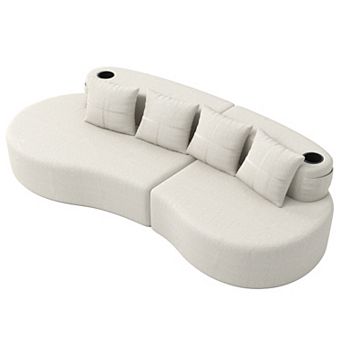 Trikiousd Curved Sectional Sofa 3 Seat Modular Half Moon Chenille Couch