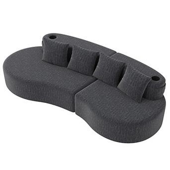 Trikiousd Curved Sectional Sofa 3 Seat Modular Half Moon Chenille Couch