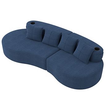 Trikiousd Curved Sectional Sofa 3 Seat Modular Half Moon Chenille Couch