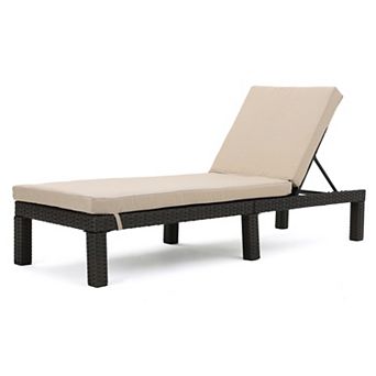 Trikiousd Outdoor Wicker Chaise Lounge Chair with Cushion, Handwoven Rattan Patio Recliner