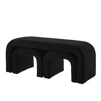 Trikiousd 3 pc Curved Ottoman Bench Set, Modern Sofa Footrest U-Shaped Entry Bench Vanity Stool