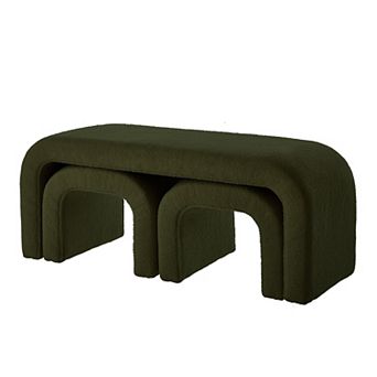 Trikiousd 3 pc Curved Ottoman Bench Set, Modern Sofa Footrest U-Shaped Entry Bench Vanity Stool