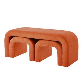 Trikiousd 3 pc Curved Ottoman Bench Set, Modern Sofa Footrest U-Shaped Entry Bench Vanity Stool
