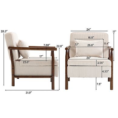 Trikiousd Mid Century Modern Accent Chair Upholstered Armchair with Storage