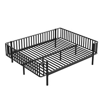 Trikiousd Daybed Frame Metal Platform Sofa Bed Heavy-Duty Steel Slat Support for Bedroom