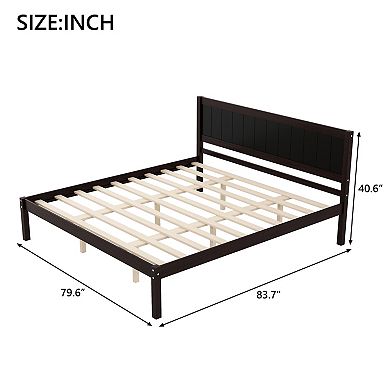 Trikiousd Pine Wood Bed Frame King Size Platform Bed, No Box Spring Needed