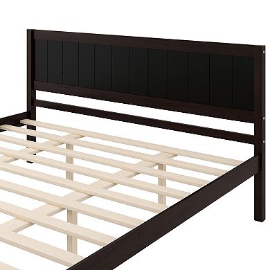 Trikiousd Pine Wood Bed Frame King Size Platform Bed, No Box Spring Needed