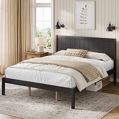 Trikiousd Pine Wood Bed Frame King Size Platform Bed, No Box Spring Needed