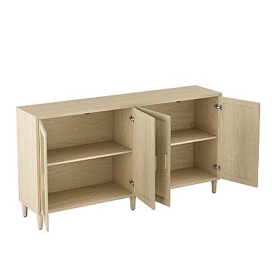 Trikiousd Rattan Sideboard Buffet Cabinet with Storage, Large Accent Cabinet for Dining Living Room