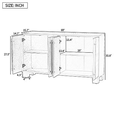 Trikiousd 60" Sideboard Buffet Cabinet, Large Storage Cabinet Side Cabinet for Dining Room Hallway