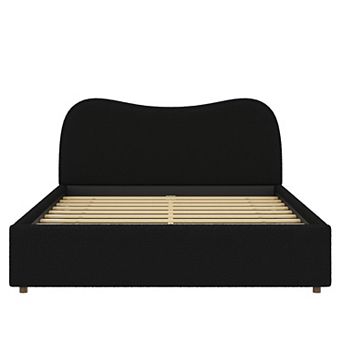 Trikiousd Upholstered Grounding Platform Bed Frame with Curved Headboard