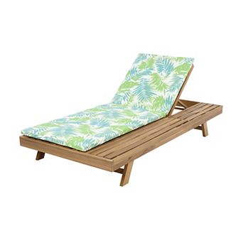Trikiousd Outdoor Chaise Acacia Wood Lounge Chair and Cushion Set, Adjustable Reclining Sun Lounger