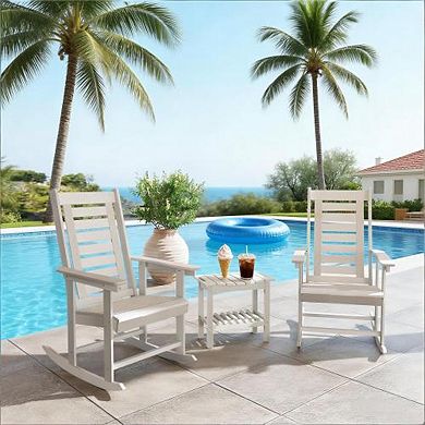 Trikiousd 2 Pieces Outdoor High Back Rocking Chairs Patio Rockers Set of 2