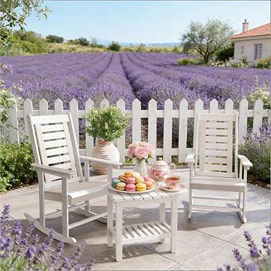 Trikiousd 2 Pieces Outdoor High Back Rocking Chairs Patio Rockers Set of 2