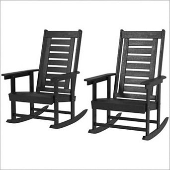 Trikiousd 2 pc Outdoor High Back Rocking Chairs Patio Rockers Set of 2