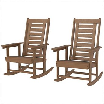 Trikiousd 2 pc Outdoor High Back Rocking Chairs Patio Rockers Set of 2