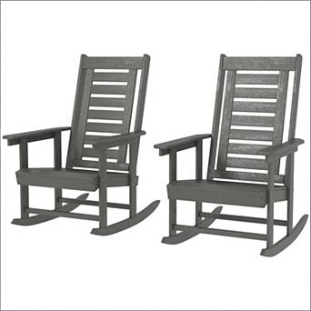 Trikiousd 2 pc Outdoor High Back Rocking Chairs Patio Rockers Set of 2