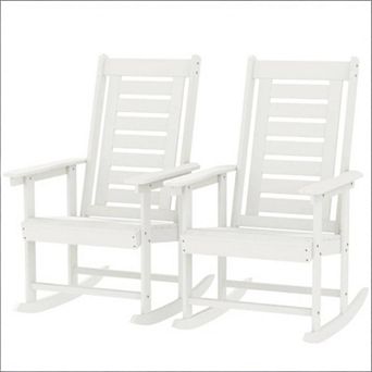 Trikiousd 2 pc Outdoor High Back Rocking Chairs Patio Rockers Set of 2