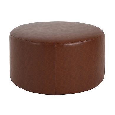 Trikiousd PU Leather Ottoman Upholstered Stool Round Footstool Side Table