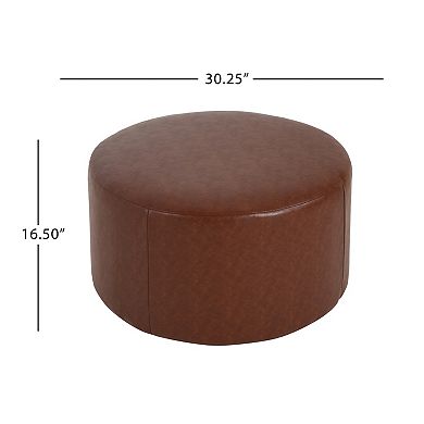 Trikiousd PU Leather Ottoman Upholstered Stool Round Footstool Side Table