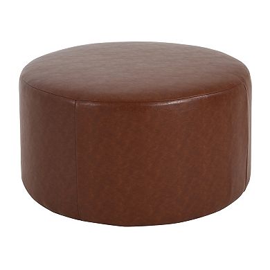 Trikiousd PU Leather Ottoman Upholstered Stool Round Footstool Side Table