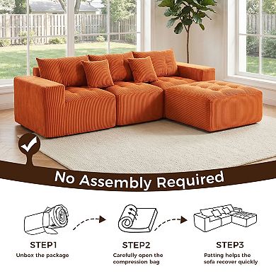 Trikiousd 101" L-Shaped Modular Compression Sofa with Chaise