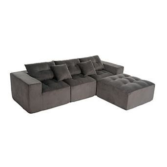 Trikiousd 101" L-Shaped Modular Compression Sofa with Chaise