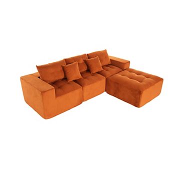 Trikiousd 101" L-Shaped Modular Compression Sofa with Chaise
