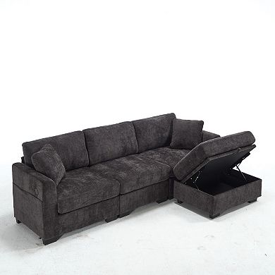 Trikiousd 4-Seat L-Shaped Sectional Sofa with Storage and USB