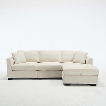 Trikiousd 4-Seat L-Shaped Sectional Sofa with Storage and USB